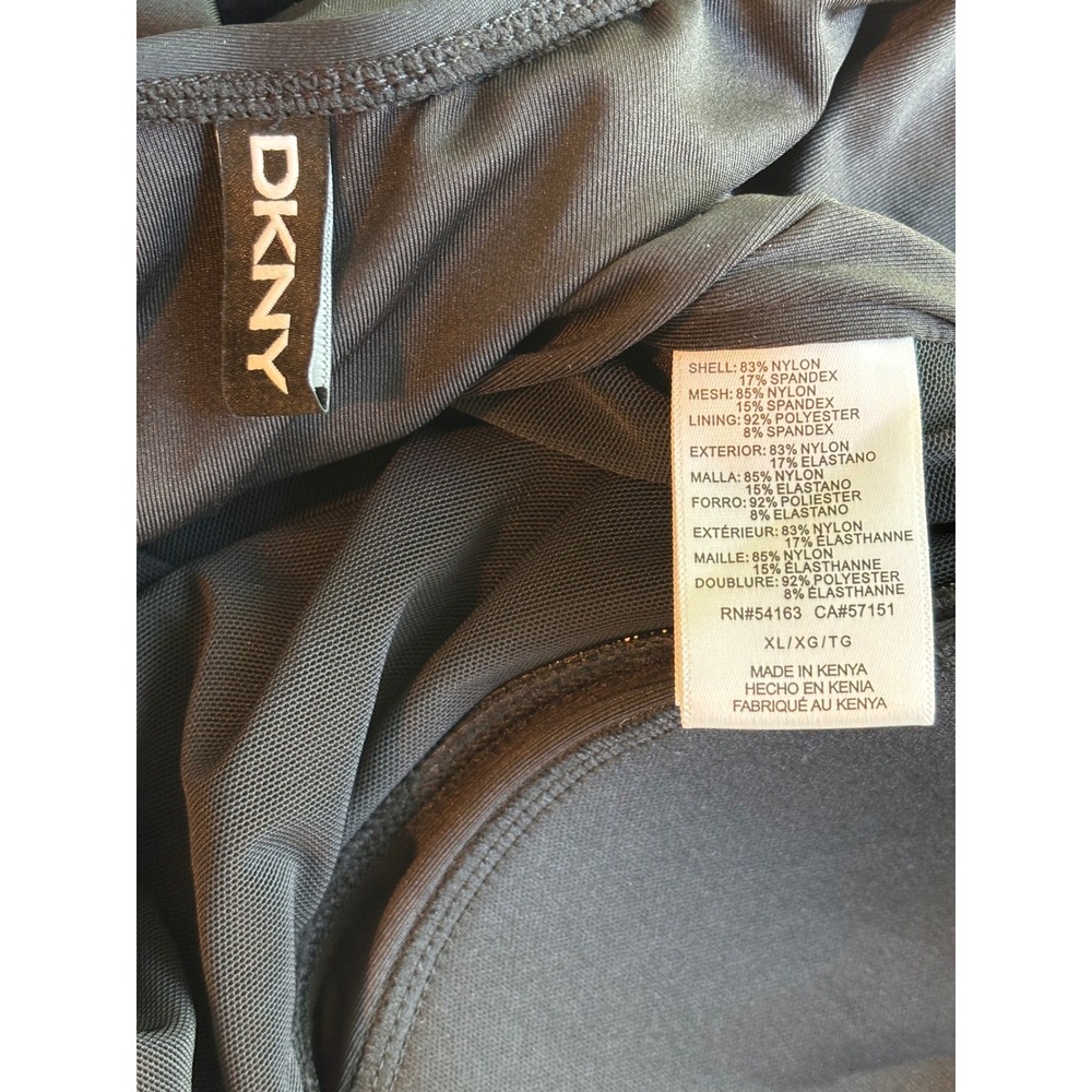 NWT DKNY One Piece Swimsuit Womens XL Black Tummy Control Surplice 1943727 - Picture 6 of 6